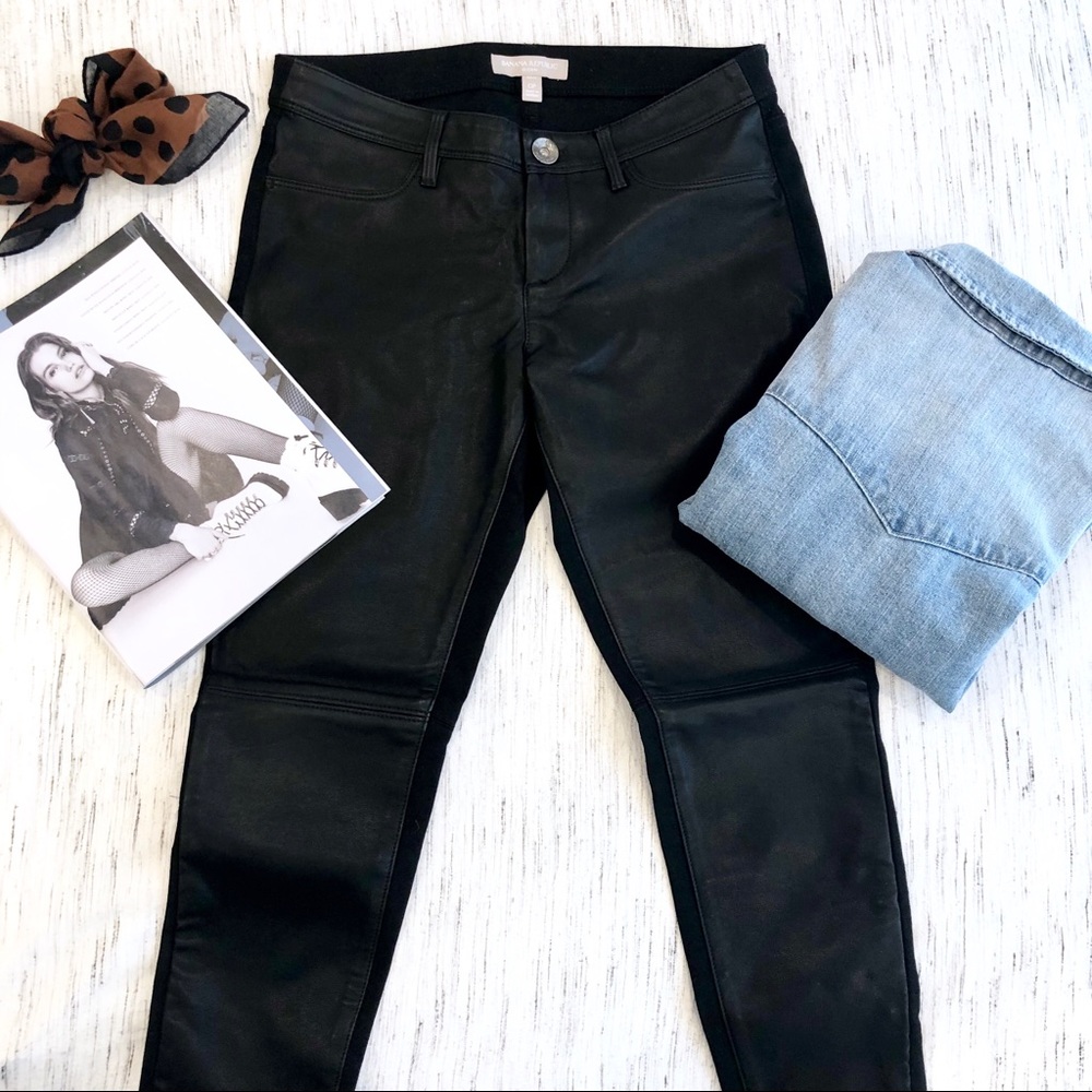 Banana Republic Faux Leather Front Skinny Jeans 0P